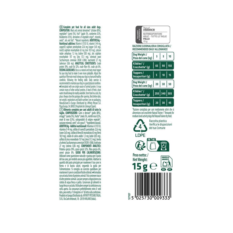 Natural Trainer Freeze Dried Nutrinsaporitore Pollo 15g