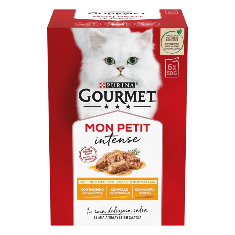 Gourmet Mon Petit Cat Adult con Anatra, Pollo e Tacchino 6 x 50 gr