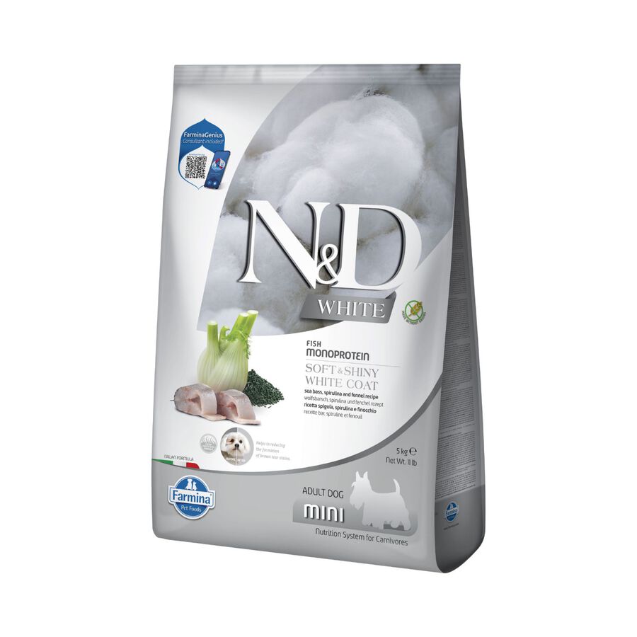 N&D Farmina White Dog Adult Mini Spigola, Spirulina & Finocchio 5kg