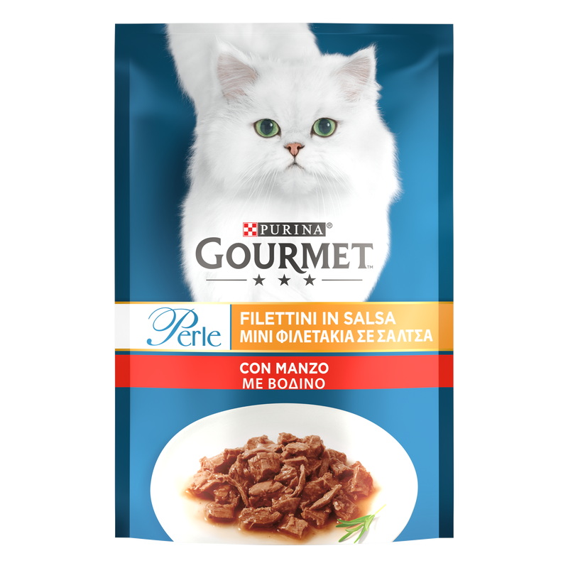 Gourmet Perle Cat Adult Filettini in Salsa con Manzo 85 gr