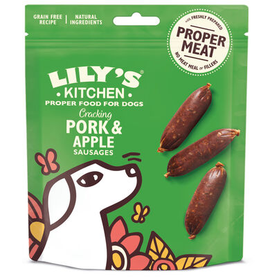 Lily's Kitchen Dog Adult Snack Cracking Pork & Apple Sausages, salsicce di Maiale e Mele 70 gr