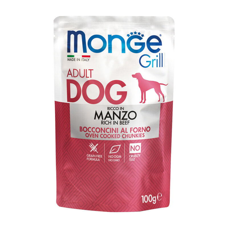 Monge Grill per cani adulti Bocconcini Ricco di Manzo 100 gr