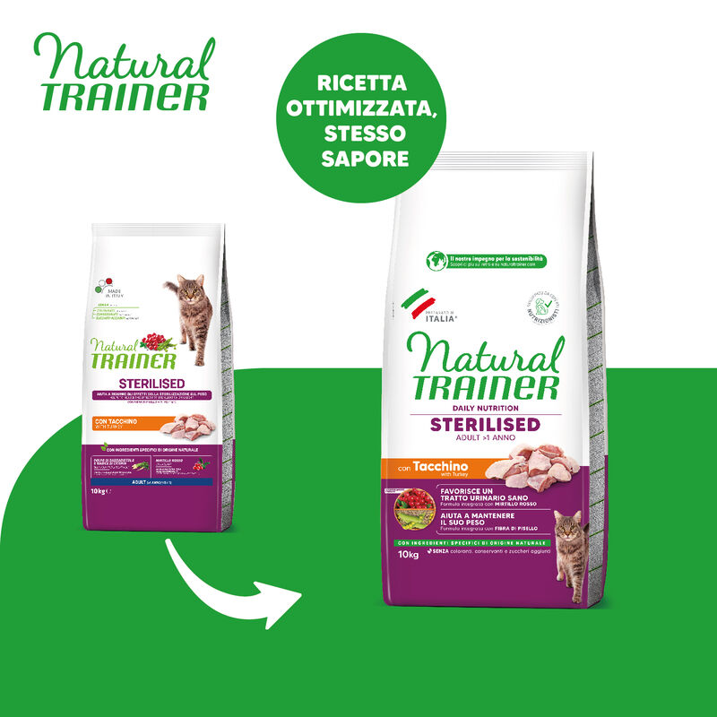 Natural Trainer Cat Adult Sterilised Tacchino 10 kg