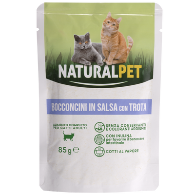 Naturalpet Cat Adult Bocconcini in salsa con Trota 85gr