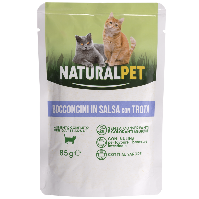 Naturalpet Cat Adult Bocconcini in salsa con Trota 85gr