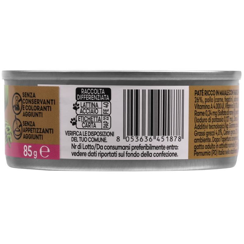 Naturalpet Premium Cat paté al maiale con fagiolini 85gr