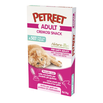 Petreet Cat Adult Snack cremosi Pollo con Agnello 14grx6pz