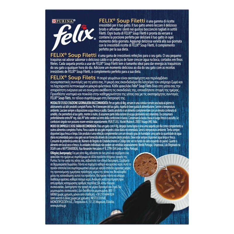 Felix Soup Cat Adult Filetti Manzo Pollo e Agnello 6 pz x 48 gr