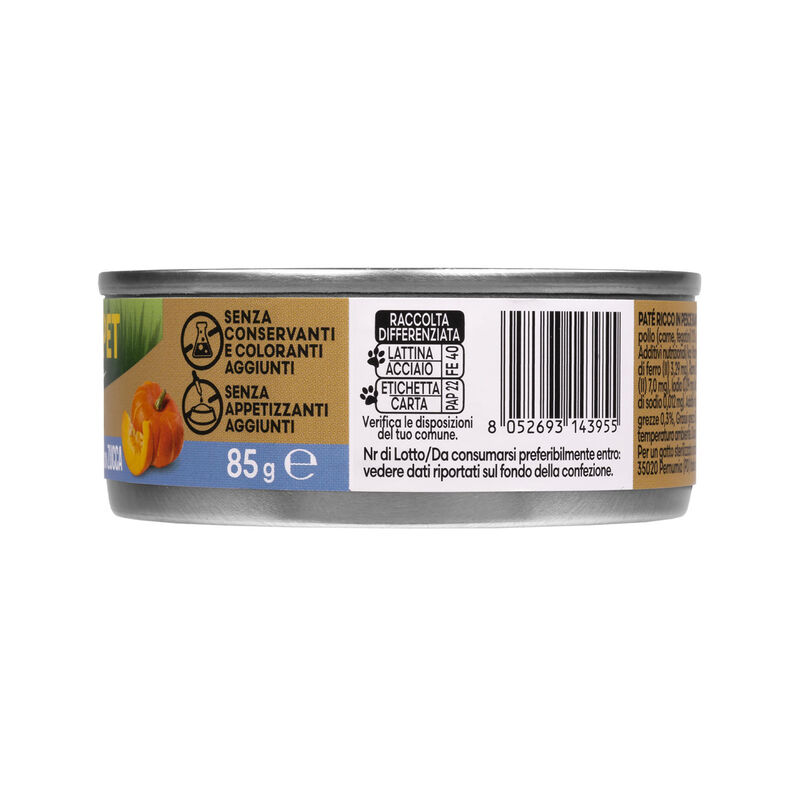 Naturalpet Premium Cat Adult Sterilised Pat&eacute; ricco in Pesce bianco con zucca 85gr