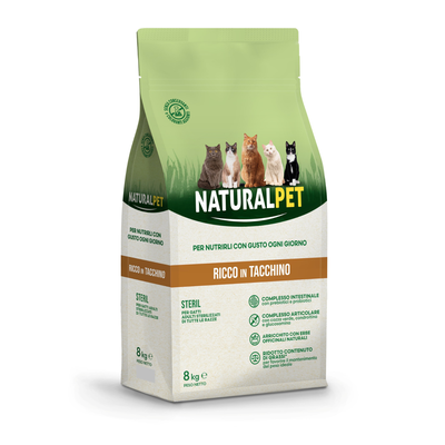 Naturalpet Cat Sterilised ricco in Tacchino 8kg