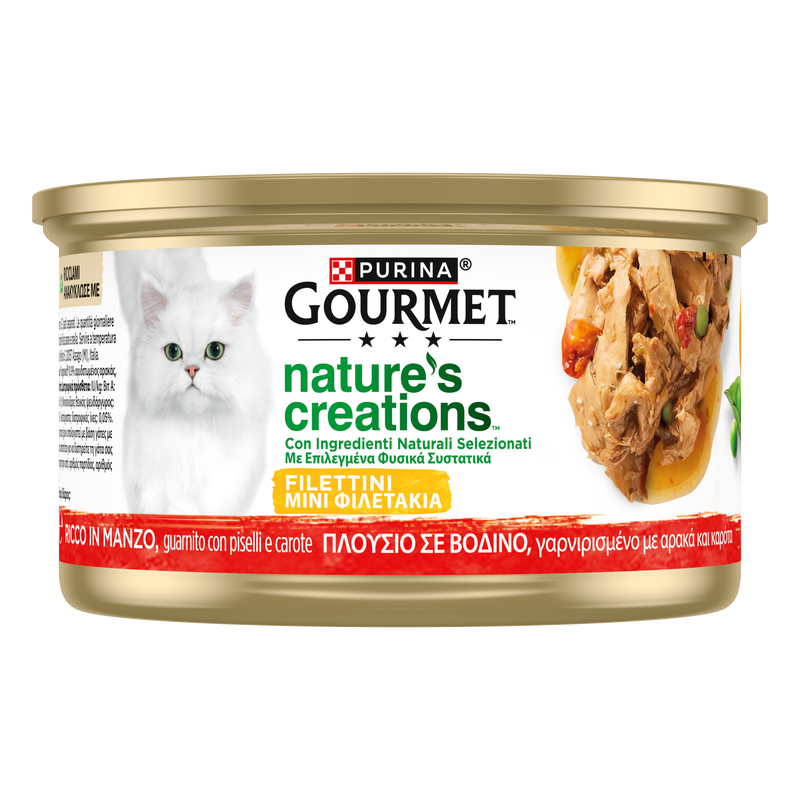 Gourmet Nature's Creations  Cat Adult  Ricco in Manzo con piselli e carote 85 gr