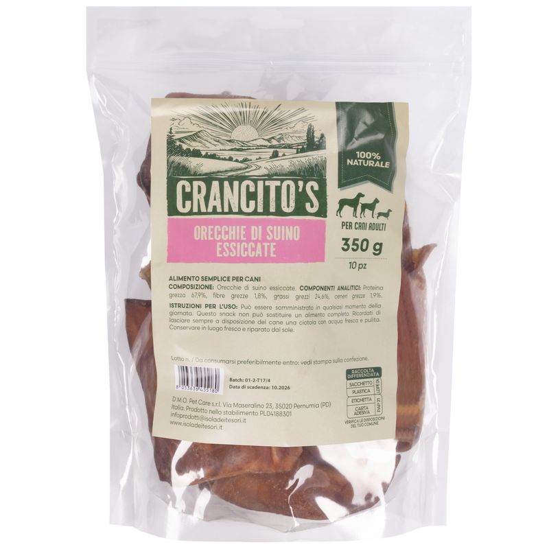 Crancito's Dog Adult Orecchie di suino essiccate 350gr 10 pz