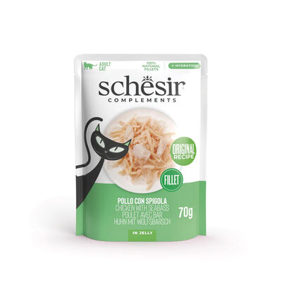 Schesir Cat Filetti di Pollo con Spigola in Gelatina 70g