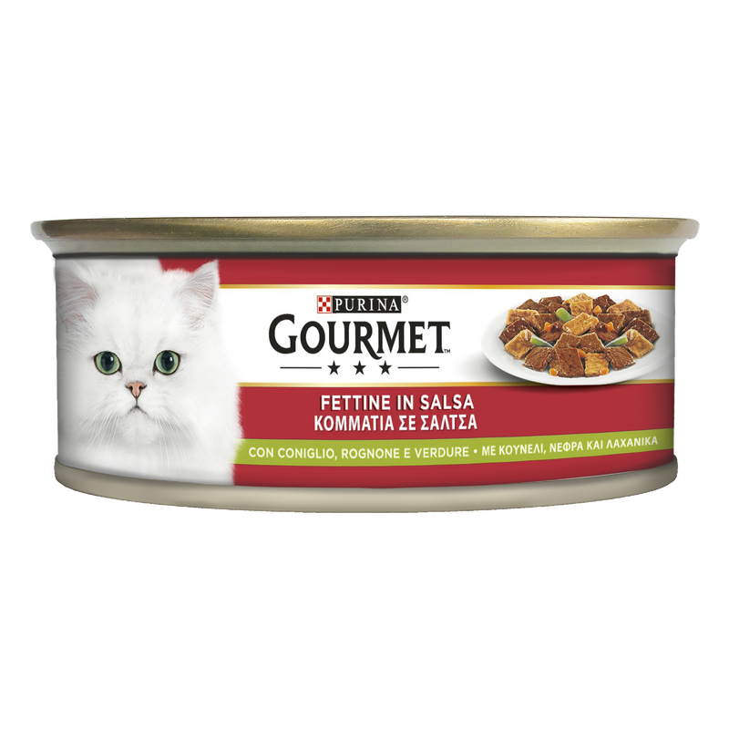 Gourmet Rosso Cat Adult Fettine con Coniglio, Rognone e Verdure 195 gr