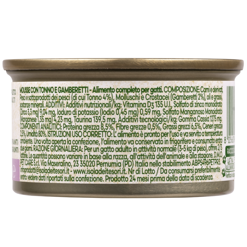 Naturalpet Cat Adult Mousse con Tonno e gamberetti 85 gr