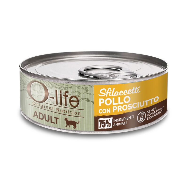 O-life Cat Adult sfilaccetti pollo con prosciutto 70gr