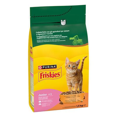 Friskies Cat Junior con Pollo, Tacchino con Latte e con Verdure 1,5 kg