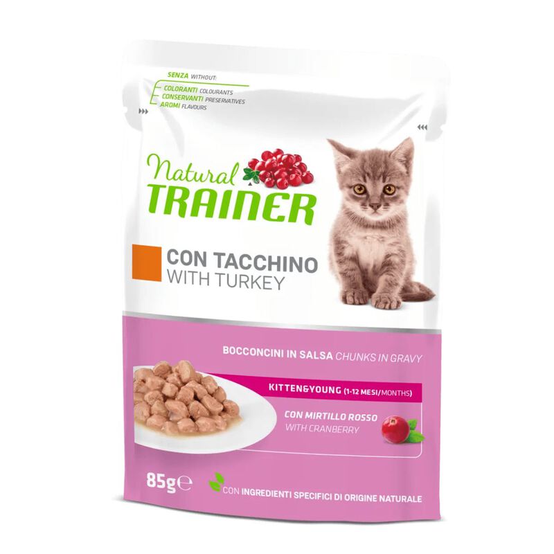Natural Trainer Cat Kitten&Young Tacchino 85 gr