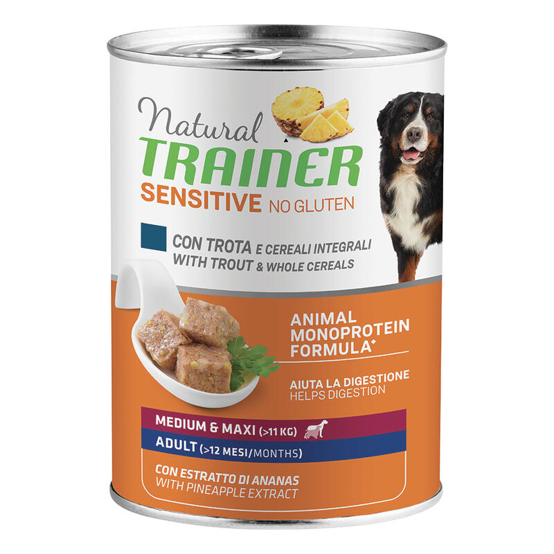Natural Trainer Dog Sensitive No Gluten Medium&Maxi Adult con Trota e Cereali integrali 400 gr.
