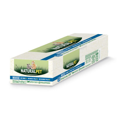 Naturalpet Cat Multipack mousse con Manzo e Pollo, con Tonno, con Tacchino e Pollo 85grx24pz