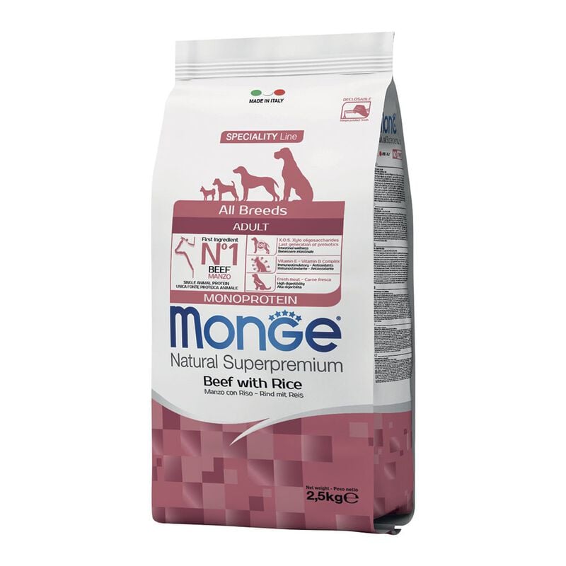 Monge Natural Superpremium Crocchette per cani adulti Manzo e riso 2,5 kg