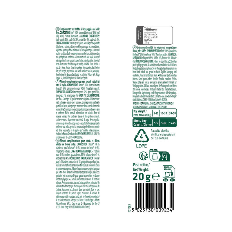 Natural Trainer Freeze Dried Nutrisnack Manzo 20G