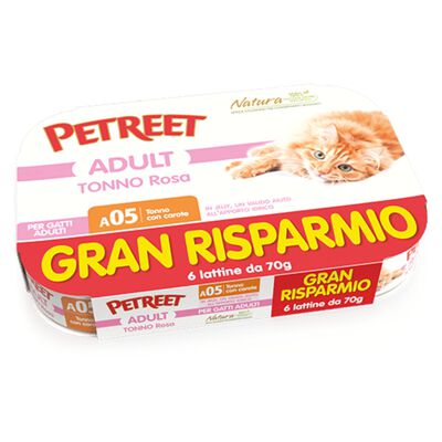 Petreet Cat Tonno rosa con carote 6 x 70 gr