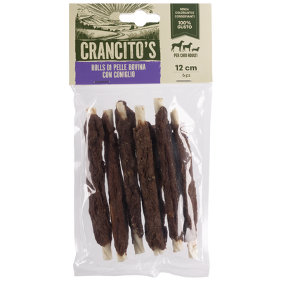 Crancito's Rolls di pelle bovina con coniglio 6pz 12cm