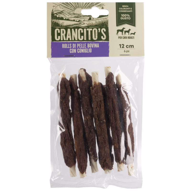 Crancito's Rolls di pelle bovina con coniglio 6pz 12cm