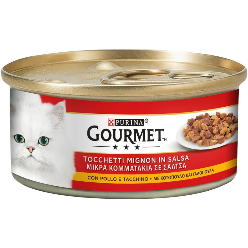 Gourmet Rosso Cat Adult Tocchetti Mignon in Salsa con Pollo e Tacchino 195 gr