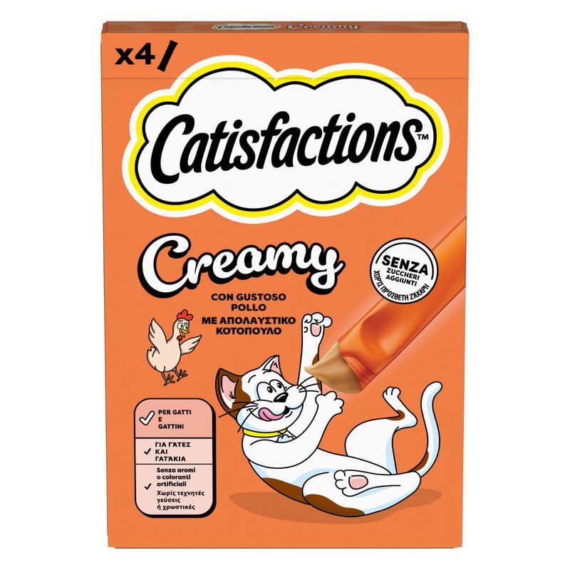 Catisfaction Snack Dreamies Creamy Pollo 4pzx10gr
