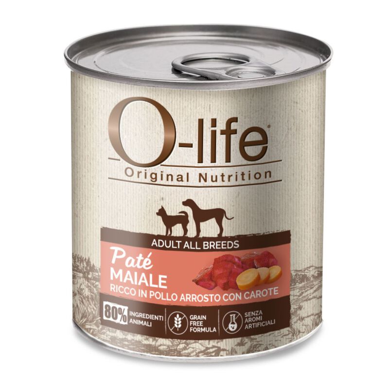 O-life Dog Pat&eacute; al Maiale con Pollo e Carote 400 gr