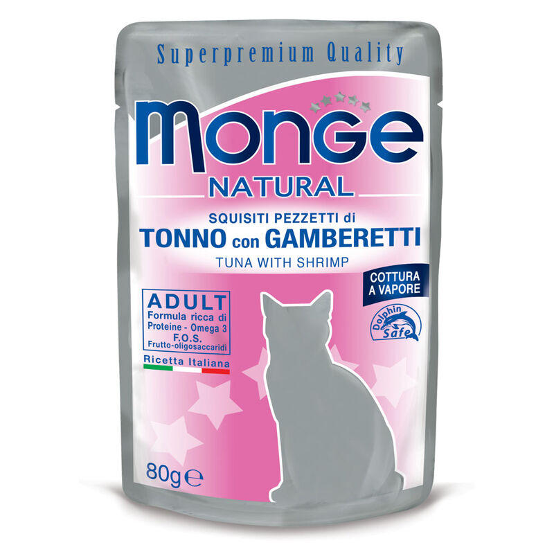 Monge Natural Cat Adult Pezzetti di Tonno con Gamberi 80 gr