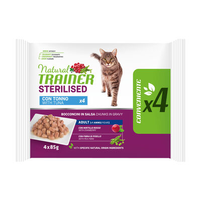 Natural Trainer Cat Adult Sterilised Tonno 4x85 gr