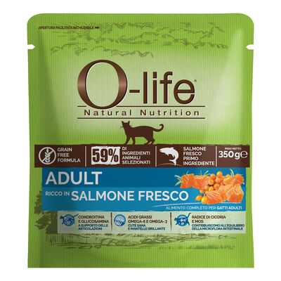 O-life Cat Adult: Alimento Completo con Salmone Fresco - 350 gr