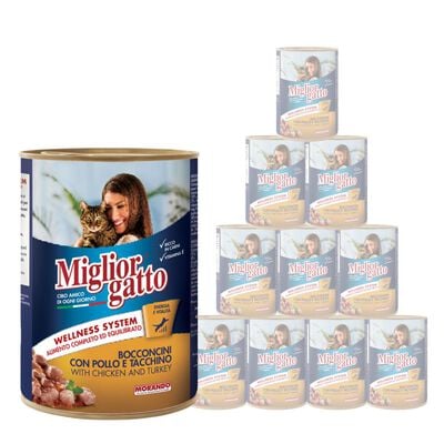 Migliorgatto Cat Adult Bocconcini con Pollo e Tacchino 405 gr
