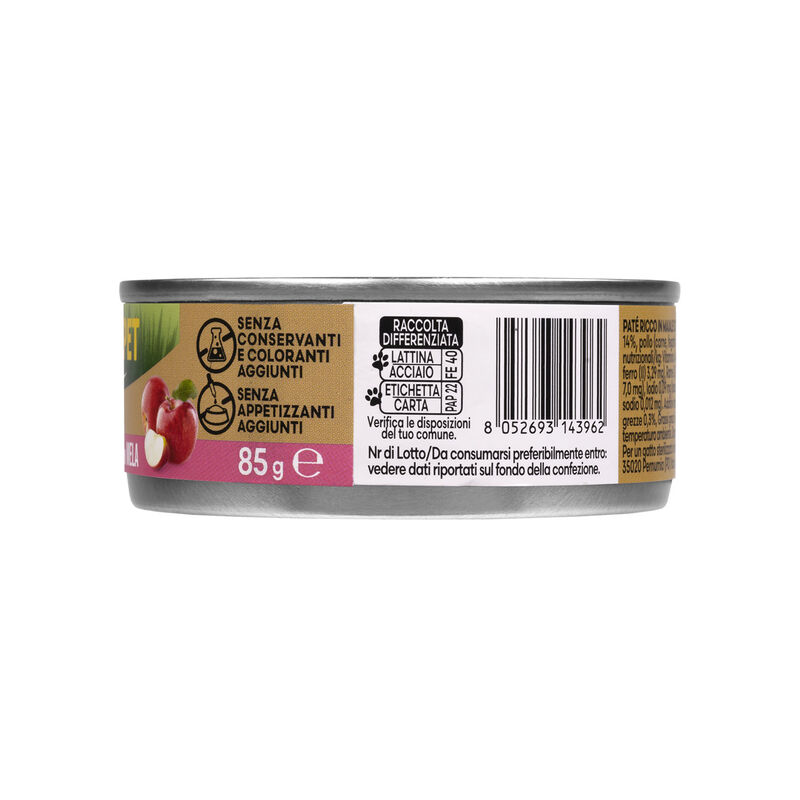 Naturalpet Premium Cat Adult Sterilized Pat&eacute; ricco in Maiale con mela 85gr