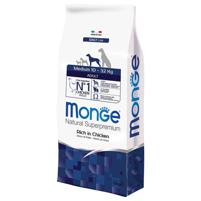 Monge Natural Superpremium Crocchette per cani adulti Taglia Media Pollo 12 kg