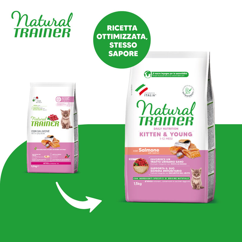 Natural Trainer Cat Kitten con Salmone 1,5 kg