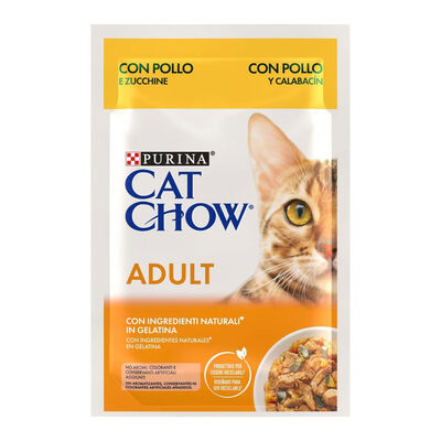 Cat Chow Adult Teneri pezzetti in gelatina con Pollo e Zucchine 85 gr