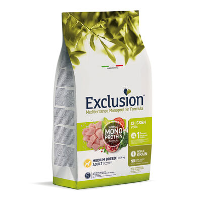 Exclusion Mediterraneo Monoprotein Dog Medium Adult Chicken 12 Kg