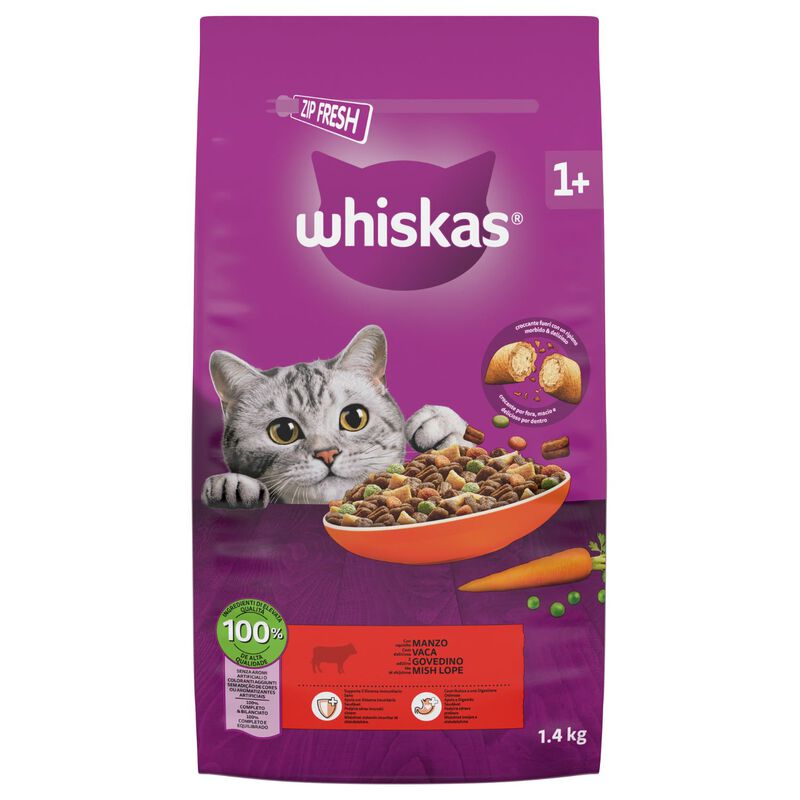 Whiskas Cat Adult 1+ Croccantini Manzo 1,4 kg