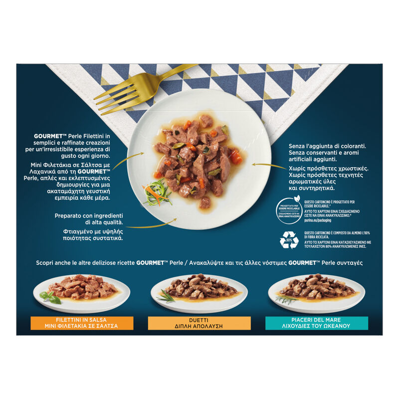 Gourmet Perle Cat Adult Filettini in Salsa con Verdure 8x85 gr