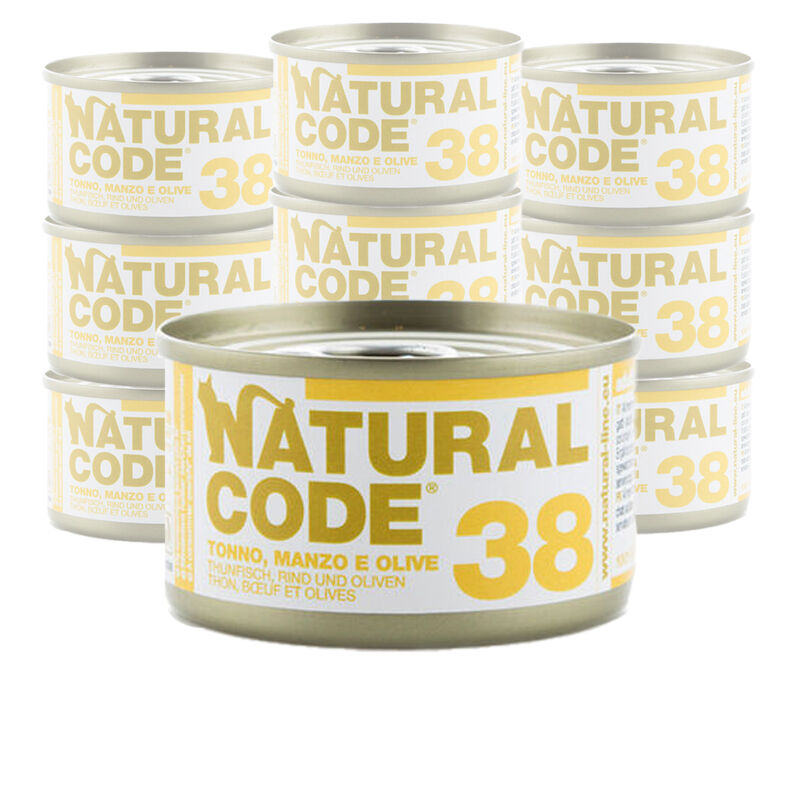 Natural Code Cat Tonno, Manzo e Olive lattina 85g n.38
