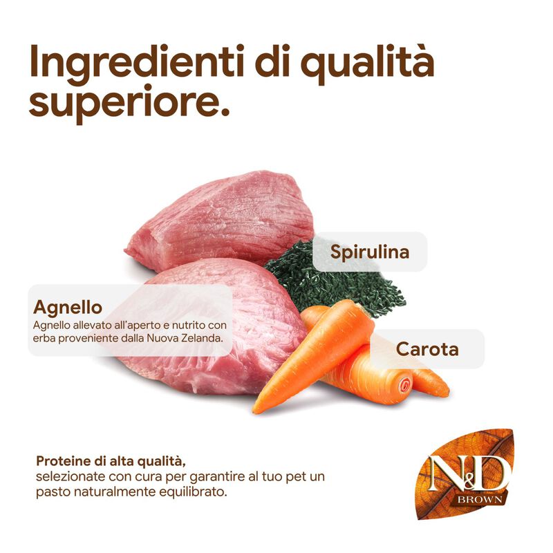 N&D Farmina Brown Coat Dog Adult Mini Agnello, Carote & Spirulina 2 kg