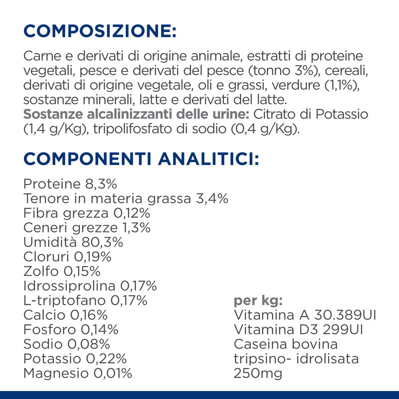 Hill's Prescription Diet Cat c/d Multicare Stress spezzatino aromatizzato con tonno e verdure 82gr