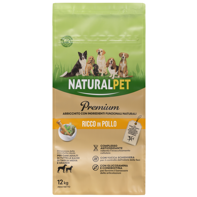 Naturalpet Premium Dog Adult Medium&Large ricco in Pollo 12 kg