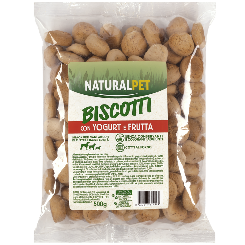 Naturalpet Biscotti per cani con  Yogurt e Frutta 500 gr