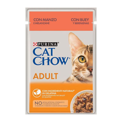Cat Chow Adult Teneri pezzetti in gelatina con Manzo e Melanzane 85 gr
