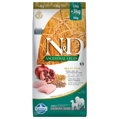 Farmina N&D Ancestral Grain Dog Adult Medium & Maxi Selection 12+3 kg
